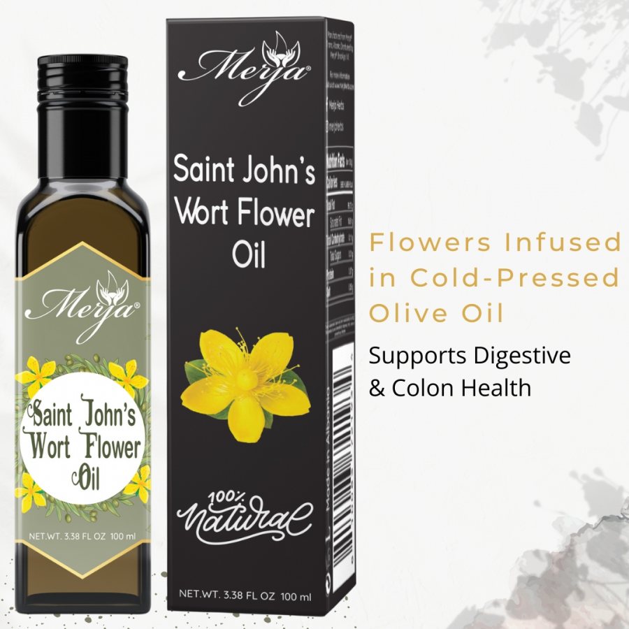 Saint John's Wort Oil - Hypericum Perforatum -  For Consumption - St John's flowers Infused in 100% Mediterranean Cold Pressed Olive Oil - Support Colon Health & Promote relaxation